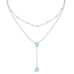 Teardrop Moonstone Double Layered Sterling Silver Necklace