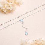 Teardrop Moonstone Double Layered Sterling Silver Necklace