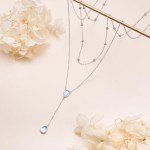 Teardrop Moonstone Double Layered Sterling Silver Necklace