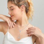 Teardrop Moonstone Double Layered Sterling Silver Necklace