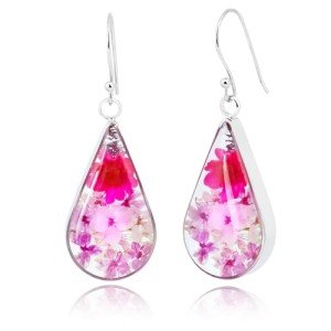 Teardrop Pressed Flower Earrings in Sterling Silver