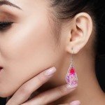 Teardrop Pressed Flower Earrings in Sterling Silver