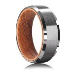 Tungsten & Wood Spinner Ring - Black & Silver
