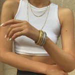 Gold Chunky Snake Chain Bangle Bracelets Set