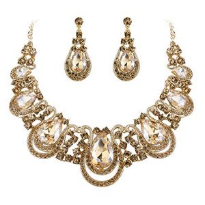 Champagne Gold Teardrop Necklace and Earrings Set