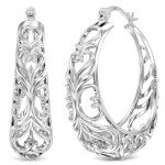 Sterling Silver Chunky Heart Hoop Earrings