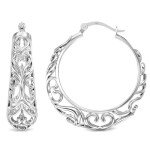 Sterling Silver Chunky Heart Hoop Earrings