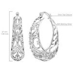 Sterling Silver Chunky Heart Hoop Earrings