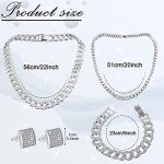 Men's 5-Piece Silver Hip Hop Jewelry Set