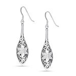 Sterling Silver Retro Filigree Drop Earrings