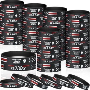 200 Pcs Veteran Suicide Awareness Silicone Bracelets
