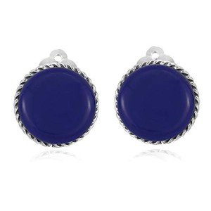 Vintage Blue Lapis-Lazuli Clip-On Sterling Silver Earrings