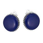 Vintage Blue Lapis-Lazuli Clip-On Sterling Silver Earrings