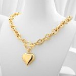Gold Heart Pendant Cuban Choker Necklace for Women
