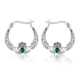 Sterling Silver Claddagh Hoop Earrings for Mom