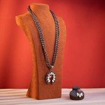 Western Turquoise Pendant Necklace and Earrings Set