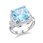 Aquamarine Silver Signet Ring for Women Size 7.5