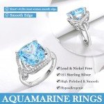 Aquamarine Silver Signet Ring for Women Size 7.5