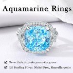 Aquamarine Silver Signet Ring for Women Size 7.5