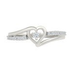 Sterling Silver White Diamond Fashion Ring, Size 8