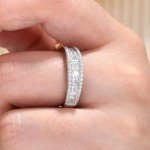 Princess Cut Half Eternity Band Ring in Silver