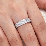 Princess Cut Half Eternity Band Ring in Silver