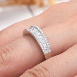 Princess Cut Half Eternity Band Ring in Silver