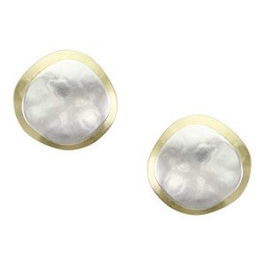Marjorie Baer Brass and Silver Clip-On Earrings
