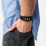 Men's Silver Leather Braided Bracelet - Gift Boxed