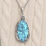 Aquamarine Floral Silver Necklace with Cubic Zirconia