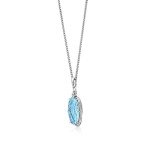 Aquamarine Floral Silver Necklace with Cubic Zirconia