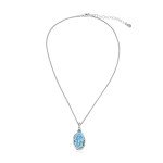 Aquamarine Floral Silver Necklace with Cubic Zirconia