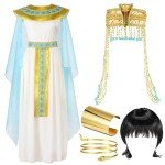 Egyptian Costume Jewelry Set with Black Bob Wig