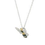 Sterling Silver Bumblebee Pendant Necklace with Crystal
