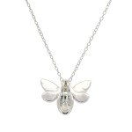 Sterling Silver Bumblebee Pendant Necklace with Crystal