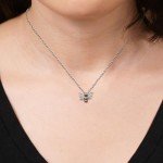 Sterling Silver Bumblebee Pendant Necklace with Crystal