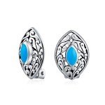 Sterling Silver Turquoise Clip-On Marquise Earrings