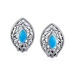 Sterling Silver Turquoise Clip-On Marquise Earrings