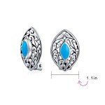 Sterling Silver Turquoise Clip-On Marquise Earrings