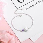 Sterling Silver Infinity Ashes Bracelet with Amethyst Heart