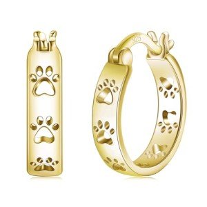 Paw Print Hoop Earrings in Sterling Silver