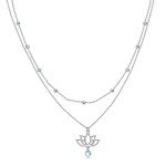 Lotus Flower Moonstone Necklace for Women
