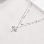Lotus Flower Moonstone Necklace for Women