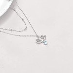 Lotus Flower Moonstone Necklace for Women