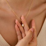 Dainty Sterling Silver Heart Necklace with Opal Pendant