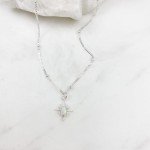 Dainty Sterling Silver Heart Necklace with Opal Pendant