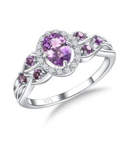 Purple Sterling Silver Celtic Knot Engagement Ring
