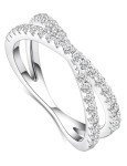 Moissanite Criss Cross Sterling Silver Eternity Ring