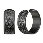 Silver Viking Ear Cuffs with Black Celtic Design