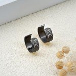 Silver Viking Ear Cuffs with Black Celtic Design